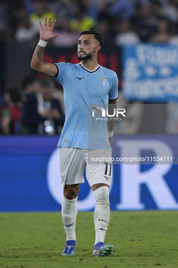 Valentin Castellanos of S.S. Lazio celebrates after scoring a goal during the Serie A match between Lazio and Milan at Stadio Olimpico in Ro...