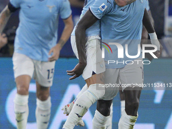 Boulaye Dia of S.S. Lazio celebrates after scoring a goal during the Serie A match between Lazio and Milan at Stadio Olimpico in Rome, Italy...