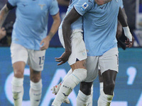 Boulaye Dia of S.S. Lazio celebrates after scoring a goal during the Serie A match between Lazio and Milan at Stadio Olimpico in Rome, Italy...