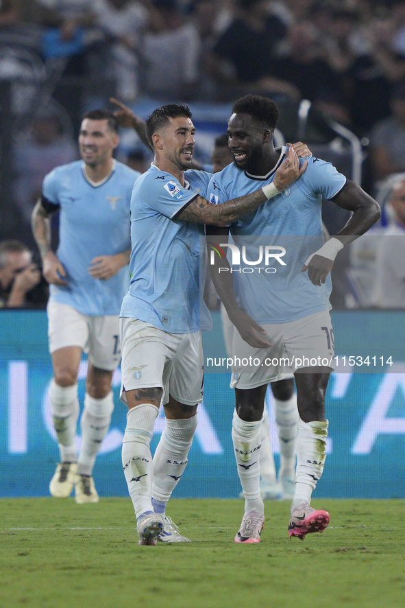 Boulaye Dia of S.S. Lazio celebrates after scoring a goal during the Serie A match between Lazio and Milan at Stadio Olimpico in Rome, Italy...