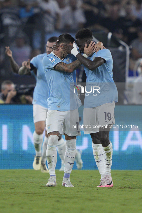 Boulaye Dia of S.S. Lazio celebrates after scoring a goal during the Serie A match between Lazio and Milan at Stadio Olimpico in Rome, Italy...