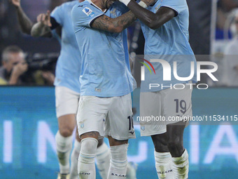 Boulaye Dia of S.S. Lazio celebrates after scoring a goal during the Serie A match between Lazio and Milan at Stadio Olimpico in Rome, Italy...