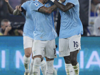 Boulaye Dia of S.S. Lazio celebrates after scoring a goal during the Serie A match between Lazio and Milan at Stadio Olimpico in Rome, Italy...