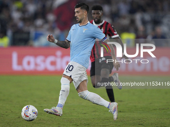 Mattia Zaccagni of S.S. Lazio is in action during the Serie A match between Lazio and Milan at Stadio Olimpico in Rome, Italy, on August 31,...