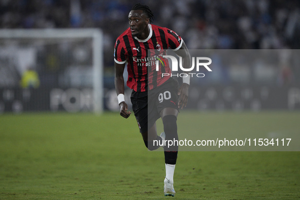 Tammy Abraham of AC Milan is in action during the Serie match between Lazio and Milan at Stadio Olimpico in Rome, Italy, on August 31, 2024....