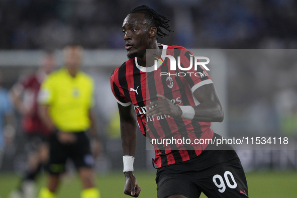 Tammy Abraham of AC Milan is in action during the Serie match between Lazio and Milan at Stadio Olimpico in Rome, Italy, on August 31, 2024....