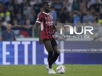 Fikayo Tomori of AC Milan is in action during the Serie A match between Lazio and Milan at Stadio Olimpico in Rome, Italy, on August 31, 202...