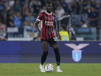 Fikayo Tomori of AC Milan is in action during the Serie A match between Lazio and Milan at Stadio Olimpico in Rome, Italy, on August 31, 202...