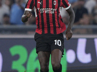 Rafael Leao of AC Milan is in action during the Serie A match between Lazio and Milan at Stadio Olimpico in Rome, Italy, on August 31, 2024....