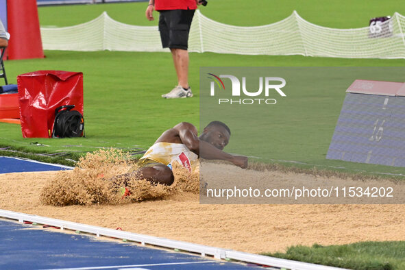 Hugues Fabrice Zango (BUR) competes in the Men's Triple Jump during the IAAF Wanda Diamond League: Golden Gala Pietro Mennea at Olympic Stad...