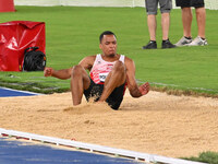 Jean-Marc Pontvianne (FRA) competes in the men's triple jump during the IAAF Wanda Diamond League: Golden Gala Pietro Mennea at Olympic Stad...