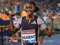 Ackera Nugent (JAM) competes in the 100m hurdles for women during the IAAF Wanda Diamond League: Golden Gala Pietro Mennea at Olympic Stadiu...