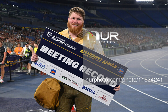 Ryan Crouser (USA) competes in Shot Put Men during the IAAF Wanda Diamond League: Golden Gala Pietro Mennea at Olympic Stadium in Rome, Ital...