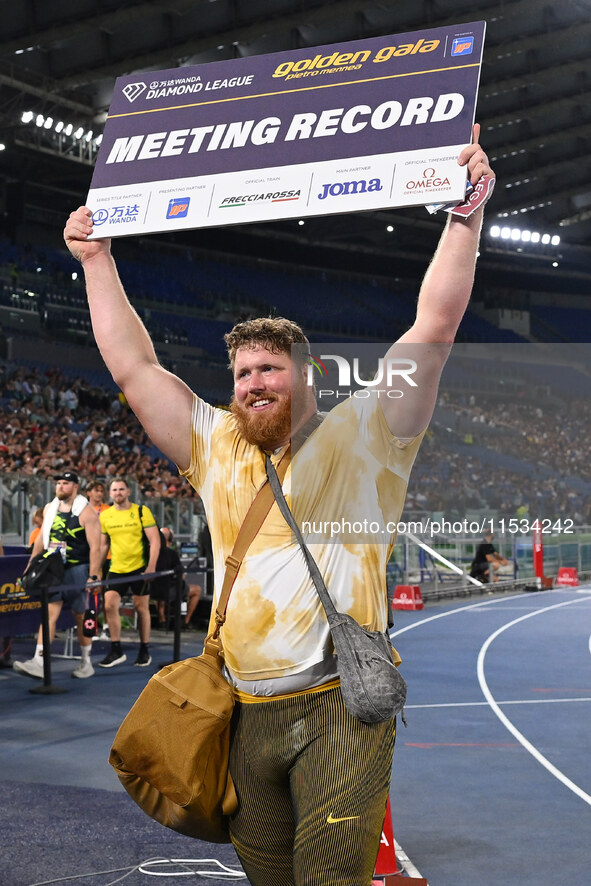 Ryan Crouser (USA) competes in Shot Put Men during the IAAF Wanda Diamond League: Golden Gala Pietro Mennea at Olympic Stadium in Rome, Ital...