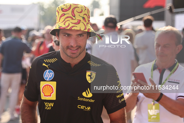 Carlos Sainz of Ferrari before the Formula 1 Italian Grand Prix at Autodromo Nazionale di Monza in Monza, Italy on September 1, 2024. 