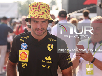 Carlos Sainz of Ferrari before the Formula 1 Italian Grand Prix at Autodromo Nazionale di Monza in Monza, Italy on September 1, 2024. (