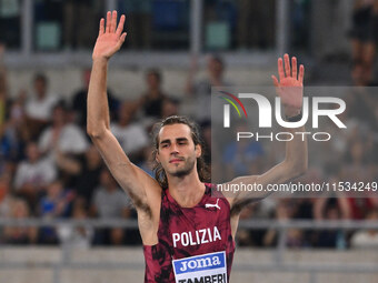 Gianmarco Tamberi (ITA) competes in the high jump during the IAAF Wanda Diamond League: Golden Gala Pietro Mennea at Olympic Stadium in Rome...