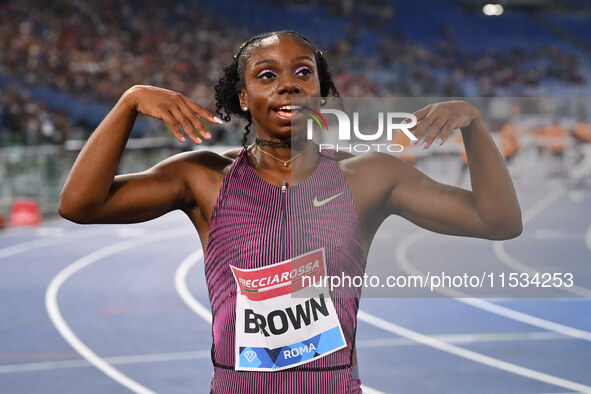 Brittany Brown (USA) competes in the 200m Women during the IAAF Wanda Diamond League: Golden Gala Pietro Mennea at Olympic Stadium in Rome,...