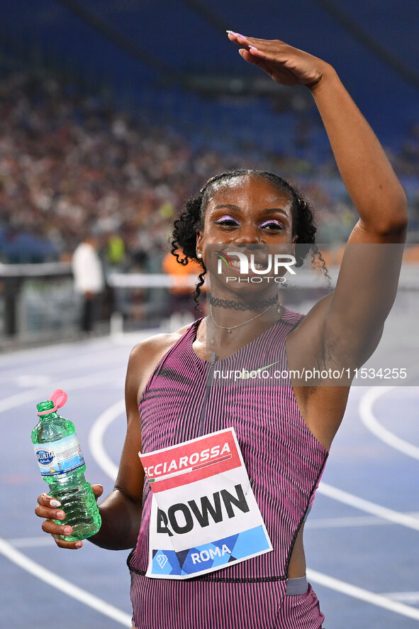 Brittany Brown (USA) competes in the 200m Women during the IAAF Wanda Diamond League: Golden Gala Pietro Mennea at Olympic Stadium in Rome,...