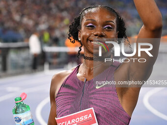 Brittany Brown (USA) competes in the 200m Women during the IAAF Wanda Diamond League: Golden Gala Pietro Mennea at Olympic Stadium in Rome,...