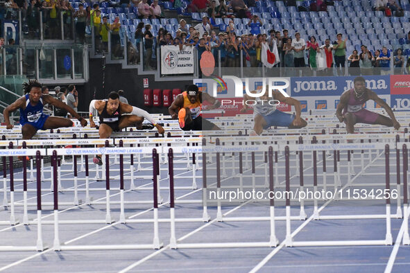 Sasha ZHOYA (FRA) competes in the 110m Hurdles Men during the IAAF Wanda Diamond League: Golden Gala Pietro Mennea at Olympic Stadium in Rom...