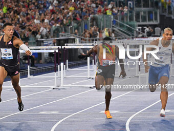 Sasha ZHOYA (FRA) competes in the 110m Hurdles Men during the IAAF Wanda Diamond League: Golden Gala Pietro Mennea at Olympic Stadium in Rom...