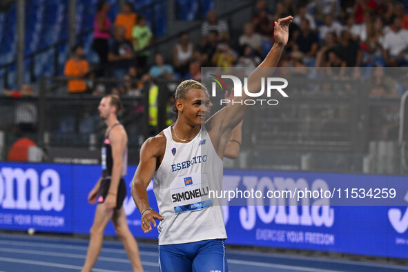 Lorenzo Ndele Simonelli (ITA) competes in the 110m Hurdles Men during the IAAF Wanda Diamond League: Golden Gala Pietro Mennea at Olympic St...