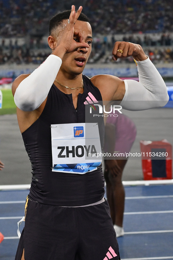 Sasha ZHOYA (FRA) competes in the 110m Hurdles Men during the IAAF Wanda Diamond League: Golden Gala Pietro Mennea at Olympic Stadium in Rom...