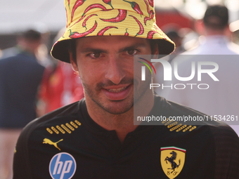 Carlos Sainz of Ferrari before the Formula 1 Italian Grand Prix at Autodromo Nazionale di Monza in Monza, Italy on September 1, 2024. (