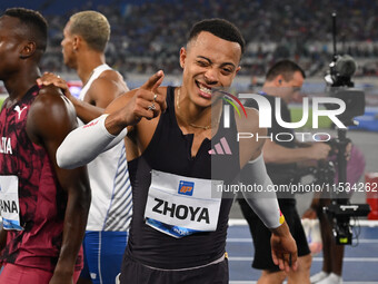 Sasha ZHOYA (FRA) competes in the 110m Hurdles Men during the IAAF Wanda Diamond League: Golden Gala Pietro Mennea at Olympic Stadium in Rom...