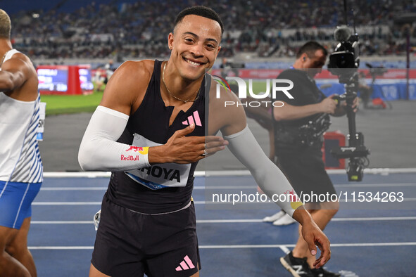 Sasha ZHOYA (FRA) competes in the 110m Hurdles Men during the IAAF Wanda Diamond League: Golden Gala Pietro Mennea at Olympic Stadium in Rom...