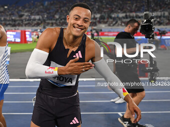 Sasha ZHOYA (FRA) competes in the 110m Hurdles Men during the IAAF Wanda Diamond League: Golden Gala Pietro Mennea at Olympic Stadium in Rom...