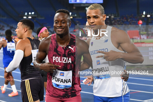 Hassane FOFANA (ITA) and Lorenzo Ndele SIMONELLI (ITA) during the IAAF Wanda Diamond League: Golden Gala Pietro Mennea at Olympic Stadium in...