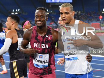 Hassane FOFANA (ITA) and Lorenzo Ndele SIMONELLI (ITA) during the IAAF Wanda Diamond League: Golden Gala Pietro Mennea at Olympic Stadium in...