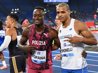 Hassane FOFANA (ITA) and Lorenzo Ndele SIMONELLI (ITA) during the IAAF Wanda Diamond League: Golden Gala Pietro Mennea at Olympic Stadium in...