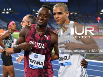 Hassane FOFANA (ITA) and Lorenzo Ndele SIMONELLI (ITA) during the IAAF Wanda Diamond League: Golden Gala Pietro Mennea at Olympic Stadium in...