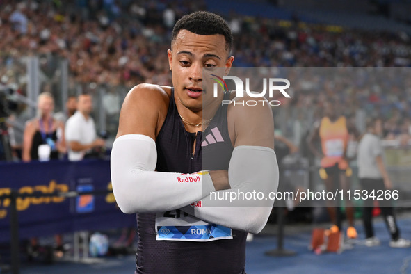 Sasha ZHOYA (FRA) competes in the 110m Hurdles Men during the IAAF Wanda Diamond League: Golden Gala Pietro Mennea at Olympic Stadium in Rom...