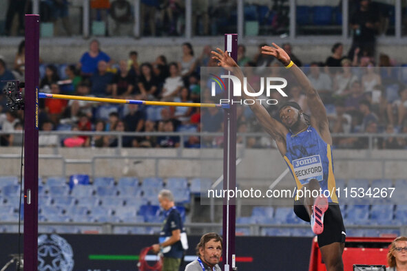 Romaine Beckford (JAM) competes in the Men's High Jump during the IAAF Wanda Diamond League: Golden Gala Pietro Mennea at Olympic Stadium in...