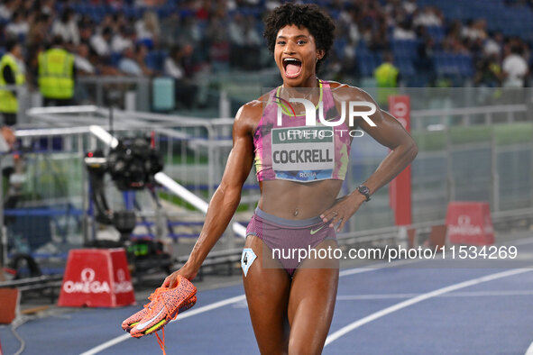 Anna COCKRELL (USA) competes in the 400m Hurdles Women during the IAAF Wanda Diamond League: Golden Gala Pietro Mennea at Olympic Stadium in...