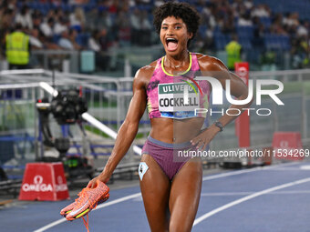 Anna COCKRELL (USA) competes in the 400m Hurdles Women during the IAAF Wanda Diamond League: Golden Gala Pietro Mennea at Olympic Stadium in...