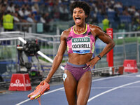 Anna COCKRELL (USA) competes in the 400m Hurdles Women during the IAAF Wanda Diamond League: Golden Gala Pietro Mennea at Olympic Stadium in...