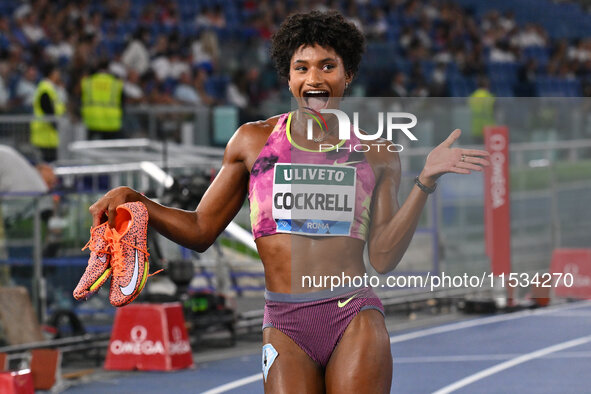 Anna COCKRELL (USA) competes in the 400m Hurdles Women during the IAAF Wanda Diamond League: Golden Gala Pietro Mennea at Olympic Stadium in...