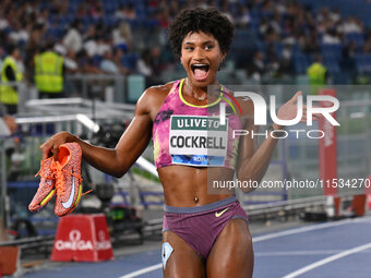 Anna COCKRELL (USA) competes in the 400m Hurdles Women during the IAAF Wanda Diamond League: Golden Gala Pietro Mennea at Olympic Stadium in...