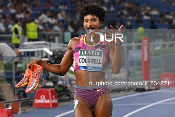 Anna COCKRELL (USA) competes in the 400m Hurdles Women during the IAAF Wanda Diamond League: Golden Gala Pietro Mennea at Olympic Stadium in...