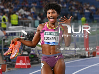 Anna COCKRELL (USA) competes in the 400m Hurdles Women during the IAAF Wanda Diamond League: Golden Gala Pietro Mennea at Olympic Stadium in...