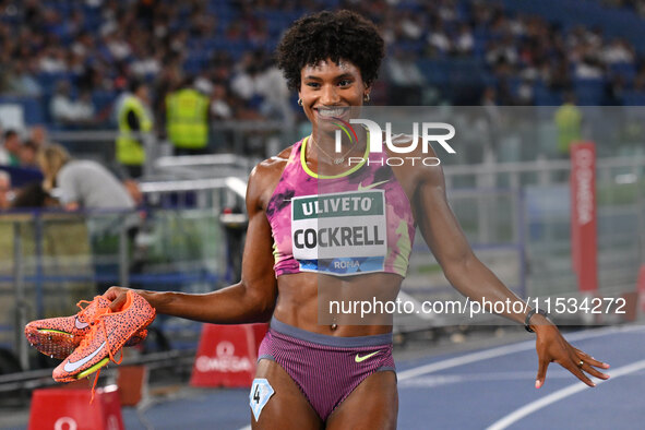 Anna COCKRELL (USA) competes in the 400m Hurdles Women during the IAAF Wanda Diamond League: Golden Gala Pietro Mennea at Olympic Stadium in...