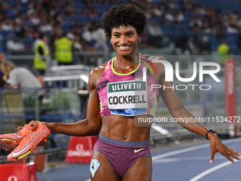 Anna COCKRELL (USA) competes in the 400m Hurdles Women during the IAAF Wanda Diamond League: Golden Gala Pietro Mennea at Olympic Stadium in...