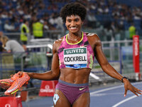 Anna COCKRELL (USA) competes in the 400m Hurdles Women during the IAAF Wanda Diamond League: Golden Gala Pietro Mennea at Olympic Stadium in...