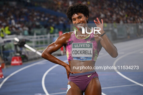 Anna COCKRELL (USA) competes in the 400m Hurdles Women during the IAAF Wanda Diamond League: Golden Gala Pietro Mennea at Olympic Stadium in...