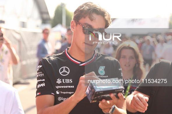 George Russell of Mercedes before the Formula 1 Italian Grand Prix at Autodromo Nazionale di Monza in Monza, Italy on September 1, 2024. 